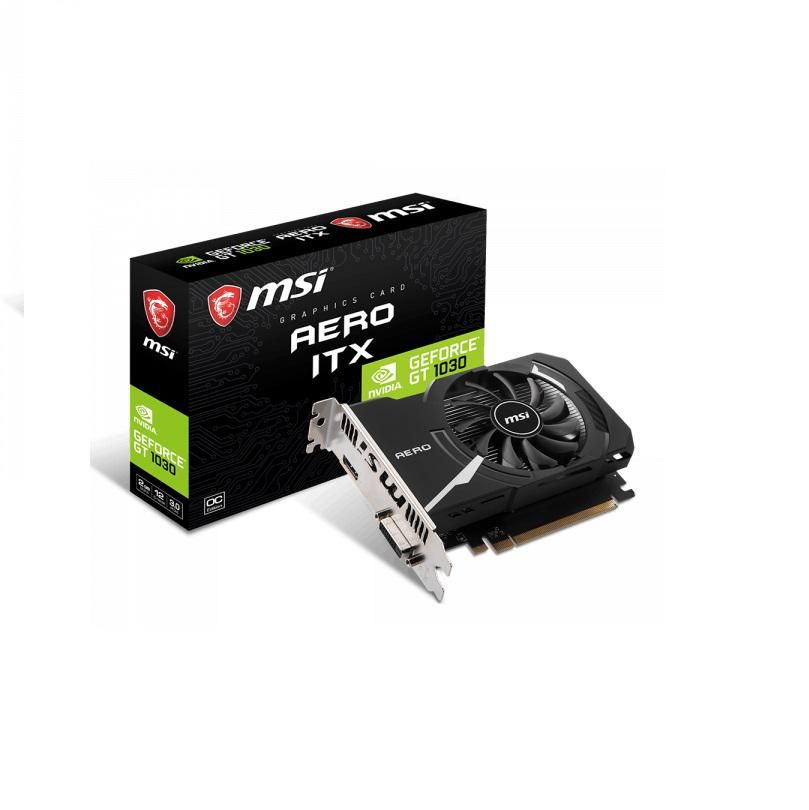Bundle Placa video MSI GeForce GT 1030 AERO ITX OC 2 GB DDR4 64 bit + Retail