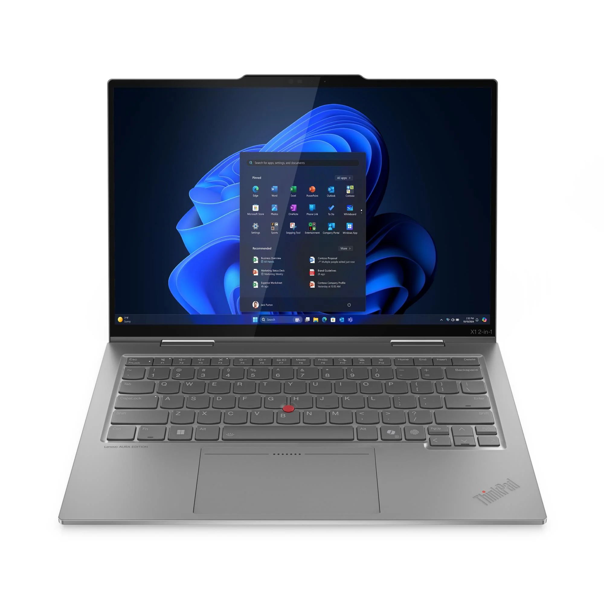Laptop Lenovo ThinkPad X1 2-in-1 Gen 10 Aura Edition 21Q0004RUK, 14 inch 1920 x 1200 Touchscreen, Intel Core ultra 7 255U (12 C / 14 T, 1.2 GHz - 4.8 GHz, 12 MB Intel Smart Cache cache, 15 W), 16 GB LPDDR5x, 512 GB SSD, Intel Graphics Intel Graphics, Windows 11 Pro, Tastatura US, Gri