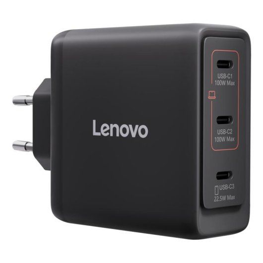 Lenovo 100w Mulit-Port USB-C GaN Charger Black EU