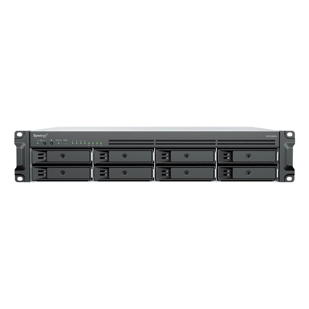 Server Synology RS1226RP+, Rack 2U, AMD Ryzen V1500B (4 C / 8 T, 2.20 GHz - Fara, 4 MB cache, 16 W), 4 GB DDR4 ECC, 8 x LFF + SFF, Fara, 2 x 350 W