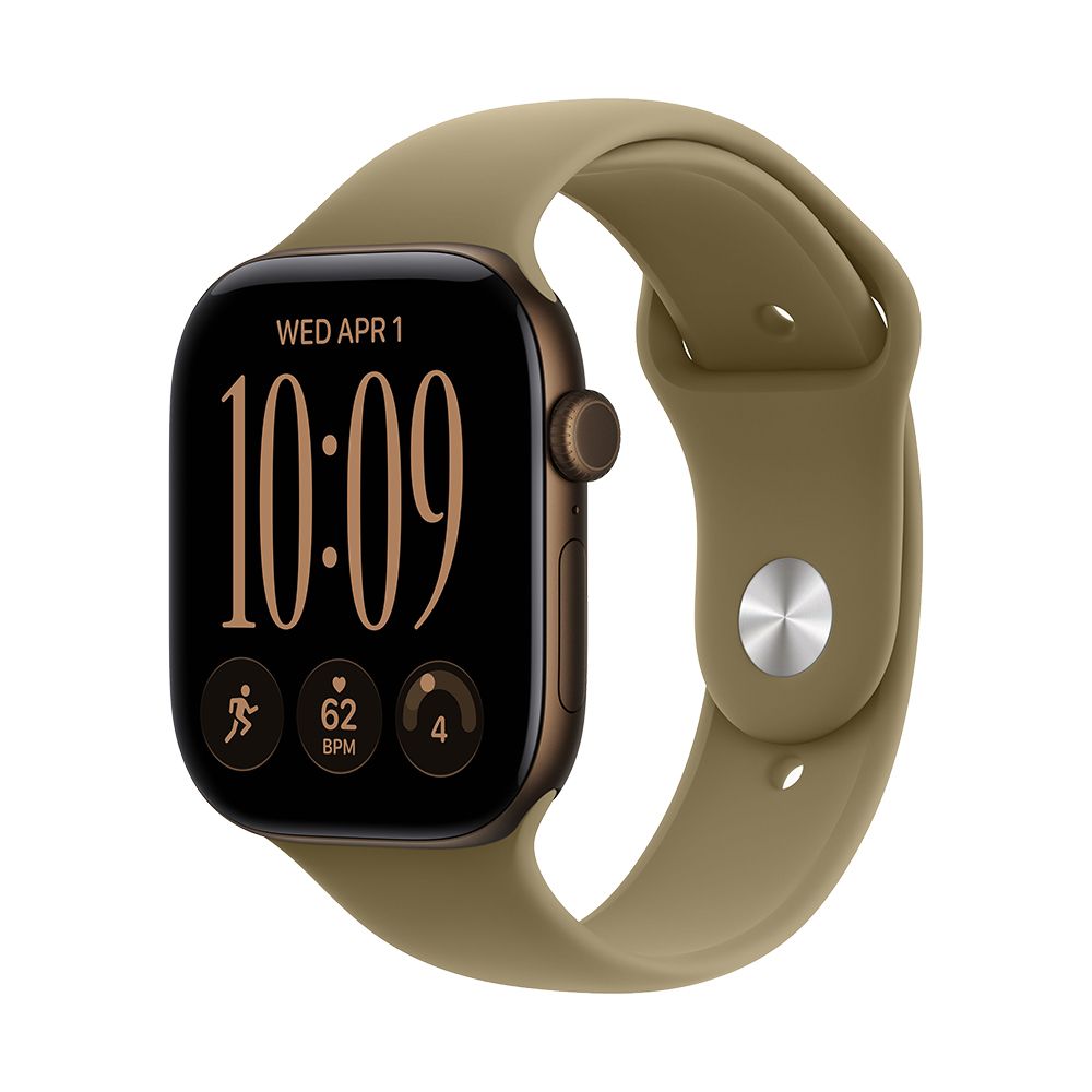 Apple Watch Series 12 GPS 46mm Dark Bronze Aluminium Case with Olive Sport Band - M/L