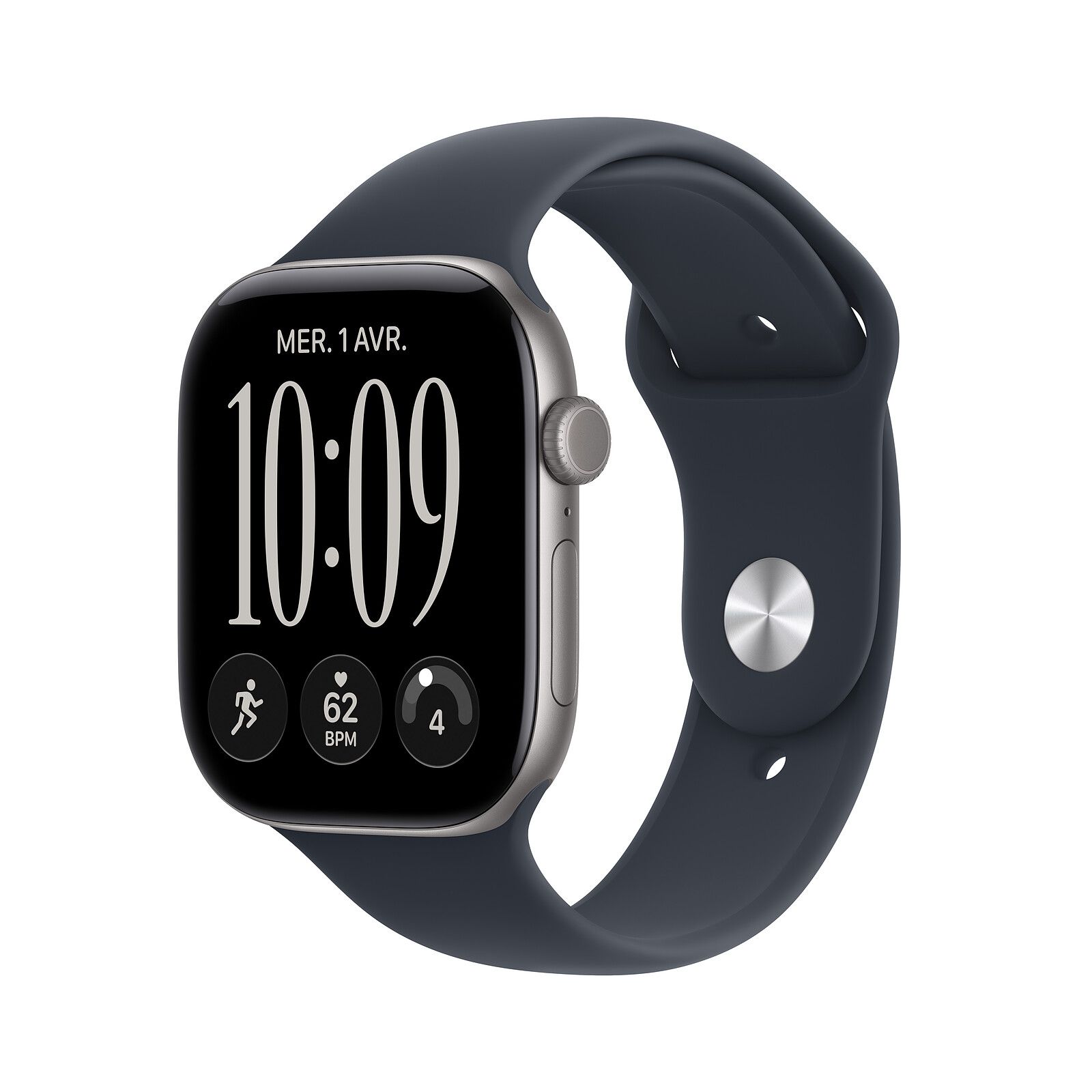 Apple Watch Series 12 (2026) space grey aluminium 46mm 5G navy blue sport band M/L