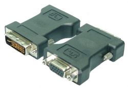 ADAPTOR video LOGILINK, DVI-I DL (T) la VGA (M), conectori auriti, negru,  AD0001  (include TV 0.15 lei)