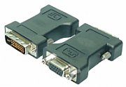 ADAPTOR video LOGILINK, DVI-I DL (T) la VGA (M), conectori auriti, negru,  AD0001  (include TV 0.15 lei)